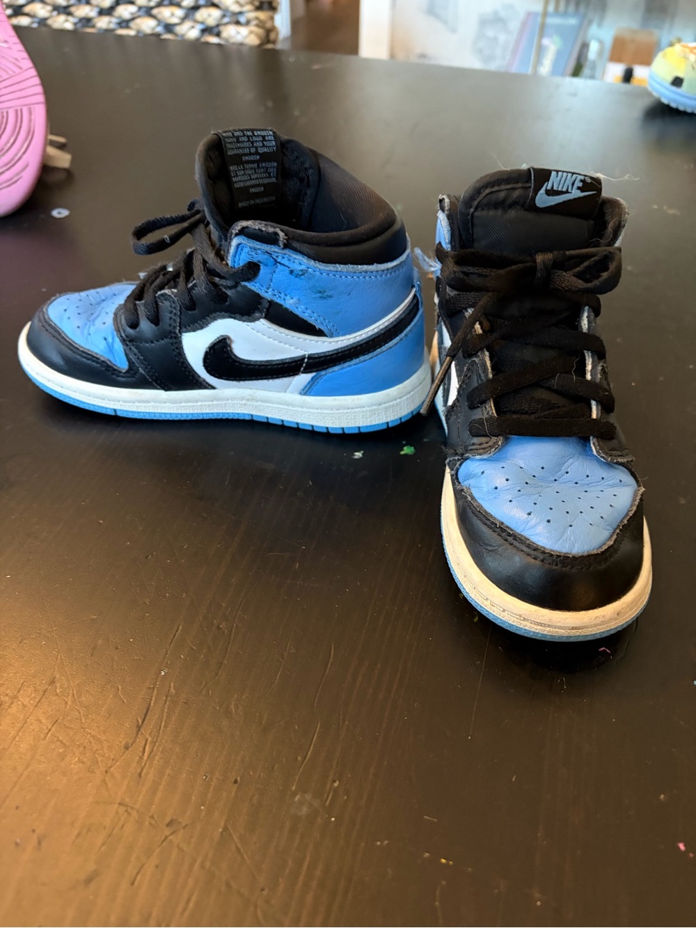 Nike Kids High-Top Sneakers in Black, Blue & White